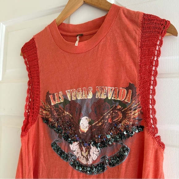 Free People Sundown Las Vegas Graphic Boho Tank Sequin - Picture 5 of 9